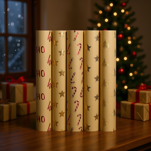 กระดาษห่อของขวัญคริสต์มาส 1.5 ม. x 70 ซม. ลายฟอยล์สีทอง ชุด 30 ม้วน - Product Image 3