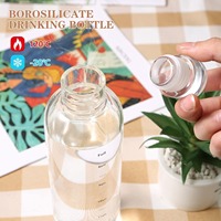 Botella de Agua Cilíndrica de Vidrio Borosilicato al por Mayor, Reutilizable de 10oz-16oz para Té, Café, Zumo, Vino, Tequila, Libre de BPA, Grado Alimenticio