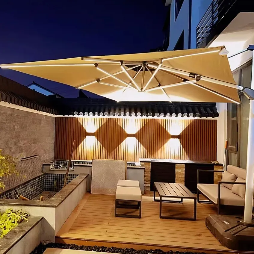 Ombrello da giardino con ombrellone da giardino di lusso con profilo di 75x100mm