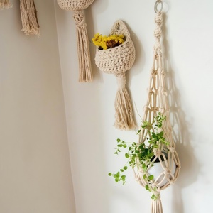 Tapiz de Pared de Macramé Bohemio Hecho a Mano, Arte de Pared Tejido de Algodón con Borlas, Adornos Decorativos para Sala de Estar, Estilo Hogareño - Product Image 2