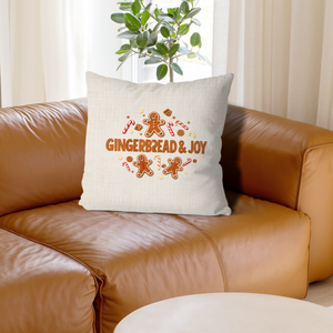 Funda de Cojín de Lino Personalizada 18x18 Cuadrada, Funda de Almohada con Estampado Personalizado de Hombre de Jengibre Navideño para Sofá, Decoración del Hogar, Regalo - Product Image 1