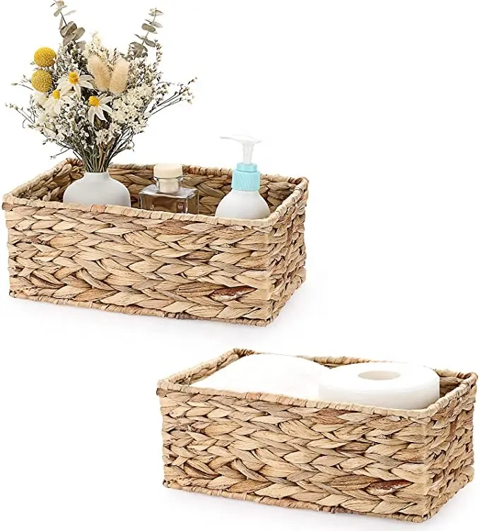 Cubierta de caja de tejido Rectangular para el hogar, protector de tejido de mimbre Natural con agua, soporte decorativo para servilletas y papel