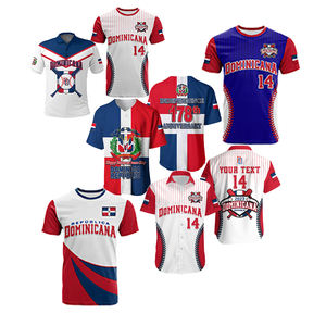 2024 <span class=keywords><strong>Republica</strong></span> <span class=keywords><strong>Dominicana</strong></span> Camiseta de béisbol Camiseta Hawaiana de manga corta con estampado de pantalla Camiseta de República <span class=keywords><strong>Dominicana</strong></span> - Product Image 1