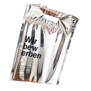 Custom LOGO Glossy Silver <b>Mailer</b> with Handle Clothing Polybag S M L Big Poly Mailing <b>Bag</b> - Product Image 1