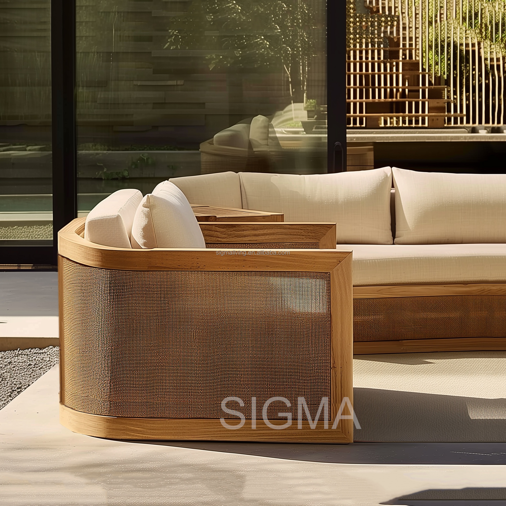 Luxury Garden Sofa Set Outdoor Patio Furniture Teak Solid Wood Teslin Hotels Villas Parks