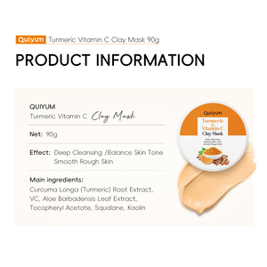 Masque facial de voyage QUIYUM au curcuma et à la vitamine C, masque d'argile pour le visage, resserre les pores, éclaircit la peau terne, élimine les points noirs, l'acné et les taches brunes - Product Image 3