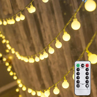 Guirlande lumineuse rideau à lumière 50 LED, en forme de boule, pour décoration de fête de mariage, noël, Festival, féerique, 6M