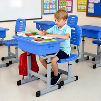 Meubles scolaires, ensemble de table et de chaise en plastique pour élèves, hauteur réglable, bureau et chaise scolaire pour élèves du primaire