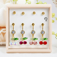 Xinfocus nombril ventre Piercing pour femmes acier inoxydable cristal cerise corps Piercing bijoux