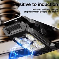 Lampe à clip LED solaire avec détecteur de mouvement humain, allumage et extinction automatiques, étanche, lampe de sécurité extérieure pour jardin, clôture, camping, terrasse