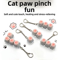 Porte-clés anti-stress patte de chat, en silicone avec base transparente lumineuse, jouet de décompression à presser