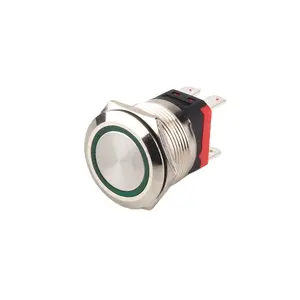 LVBO 19mm büyük akım 20a 12v 24v 220v paslanmaz çelik su geçirmez anahtarı push button