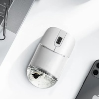 Sanlead KE-28 Souris sans fil personnalisée 2,4 GHz à capteur optique, design Famille de Pingouins Flottants en Acrylique Liquide 3D, Piles AAA
