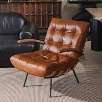 Vintage Brasilianischer Ölwachs-Echtleder Mid-Century Loungesessel Bauhaus Akzent-Sessel mit Distressed-Finish Wohnmöbel