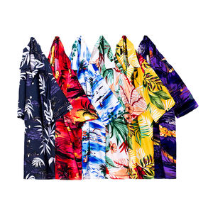 カスタムブルーラペルサマーカジュアルメンズレギュラーユースプリントスリムフィットハワイアンシャツ - Product Image 2