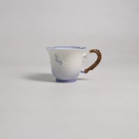 Tasse à café créative en céramique avec poignée latérale, bordure en forme de cœur, glaçure dégradée bleue, série Xi Wu, réutilisable, écologique, cadeau promotionnel