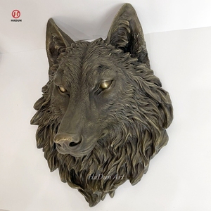 Chất lượng cao thủ công bằng Đồng Sói Đầu Tượng điêu khắc chi tiết kết cấu lông xuyên mắt nghệ thuật trang trí cho văn phòng nhà - Product Image 3