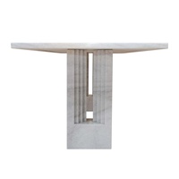 Table à manger en marbre blanc poli rectangulaire, design nordique moderne et luxueux, imperméable, pour villa, appartement et hôtel