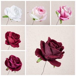 Têtes de roses artificielles en velours CallaFloral, rouge foncé, faites à la main, pour décoration de mariage et de maison - Product Image 3