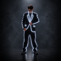 Costumes de robot LED couleur vive, costumes de smoking lumineux LED, vêtements de cosplay lumineux en coton et lin, alimentés par batterie pour la danse