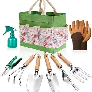 El Juego de Herramientas de jardín florales resistentes de 9 piezas incluye una pala de jardín con bolsa organizadora para jardinería doméstica - Product Image 5