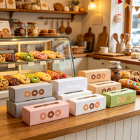 Boîte d'emballage pour beignets et biscuits, écologique, personnalisée, de haute qualité, boîte en papier biodégradable avec fenêtre de présentation pour boulangerie