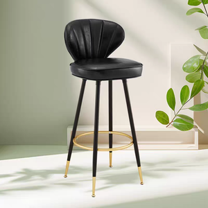 Chaise de <span class=keywords><strong>bar</strong></span> en métal de luxe style nordique, tabouret haut avec dossier pour la maison, chaise d'îlot moderne pour cuisine et restaurant - Product Image 6