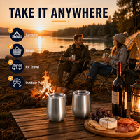 Vaso de Vino de Acero Inoxidable con Logotipo Personalizado, 12 oz, Aislado al Vacío, con Tapa, para Vino, Cócteles, Whisky y Fiestas
