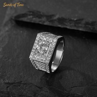 Bague Homme Élégante et Tendance en Moissanite VVS, Argent Sterling 925 Plaqué Or 18K, Sertissage Griffe, Style Diamant, Personnalisée Hip Hop Rapper Street