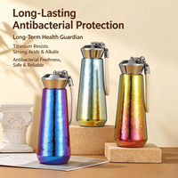 Bouteille d'eau isotherme en titane pur à double paroi avec diamant, tasse de voyage portable avec cordon et coffret cadeau