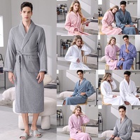Peignoir de bain en coton éponge 100% multicolore pour couple, hôtel, long, doux, absorbant, unisexe, avec logo personnalisé
