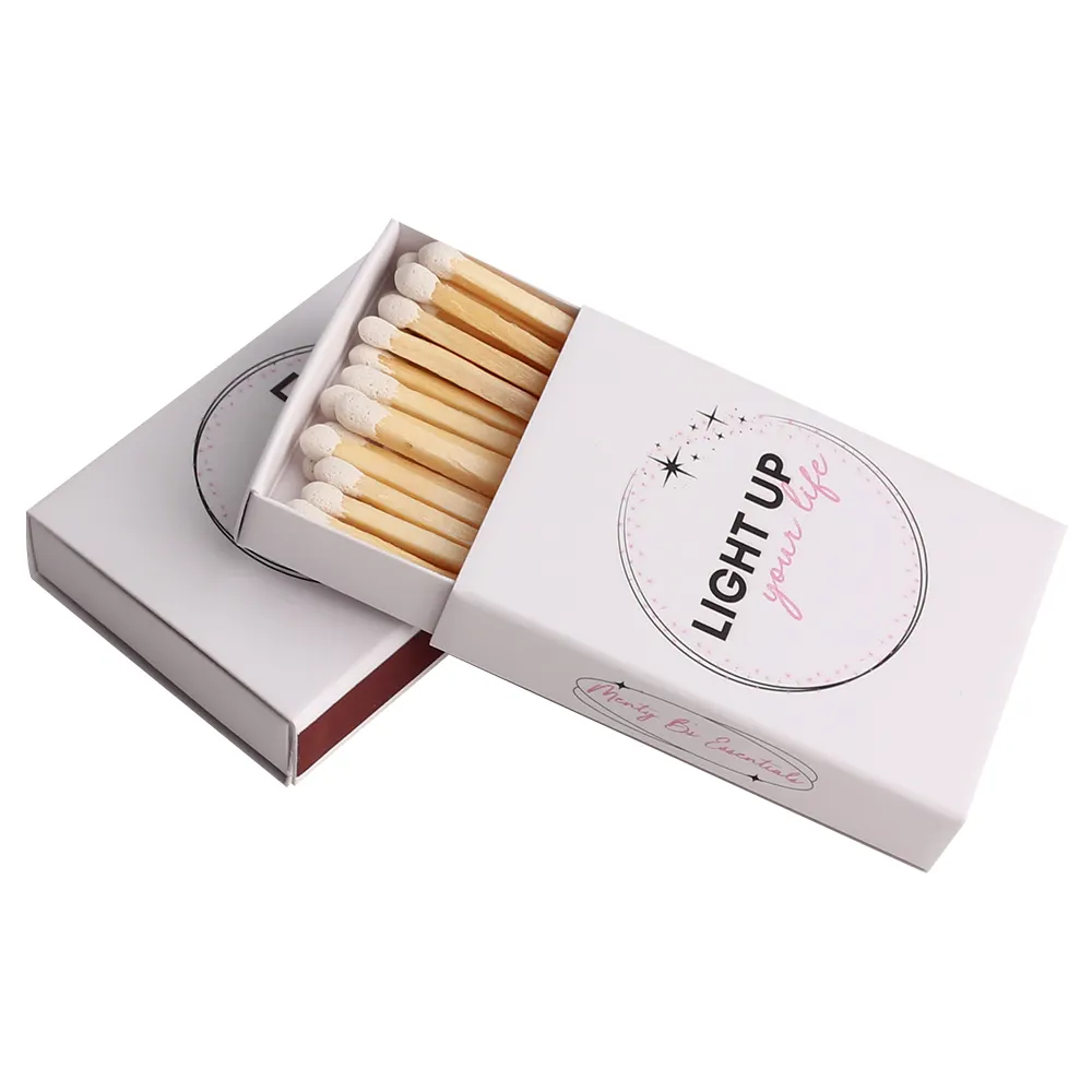 Benutzer definiertes Paket GSM C1S Paper Design Drucken Match Stick Box Streichholz schachteln mit White Head Matches