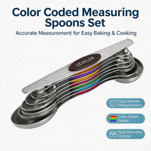 Ensemble de tasses <span class=keywords><strong>et</strong></span> cuillères à mesurer en acier inoxydable pour la cuisine, cuillère à mesurer magnétique double face - Product Image 3