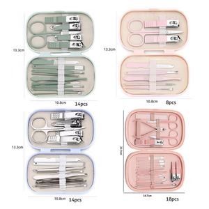 Coffret de manucure cadeau 8 pièces, 14 pièces, 18 pièces, coupe-ongles, ciseaux, outils de soin personnel en métal, coffret de manucure portable de voyage - Product Image 5
