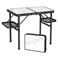 Table de camping pliante légère en aluminium, portable, pour pique-nique en extérieur, avec espace de rangement supplémentaire