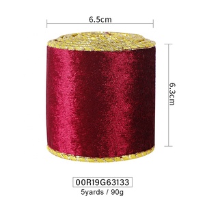 Pita MSD 6,3 cm Pinggiran Kawat Emas Beludru Vintage Pita Natal Selamat Natal - Product Image 2