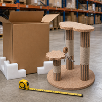 Petit arbre à chat en liège à trois poteaux avec plateforme de saut, poteaux à gratter ondulés pour chats d'intérieur, YAOYUE
