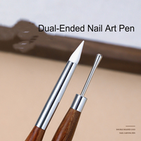 1 pièce Stylo-pinceau en silicone double embout pour nail art, poudre de paillettes et autocollants, outil de manucure