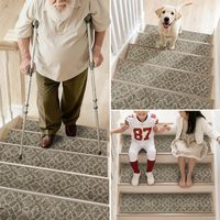 Boho Indoor 8"x30" Machine Washable Machine Made PET Friendly Stair Treads Anti-Skid Reusable Adhesive Safety Stair Rug Rubber