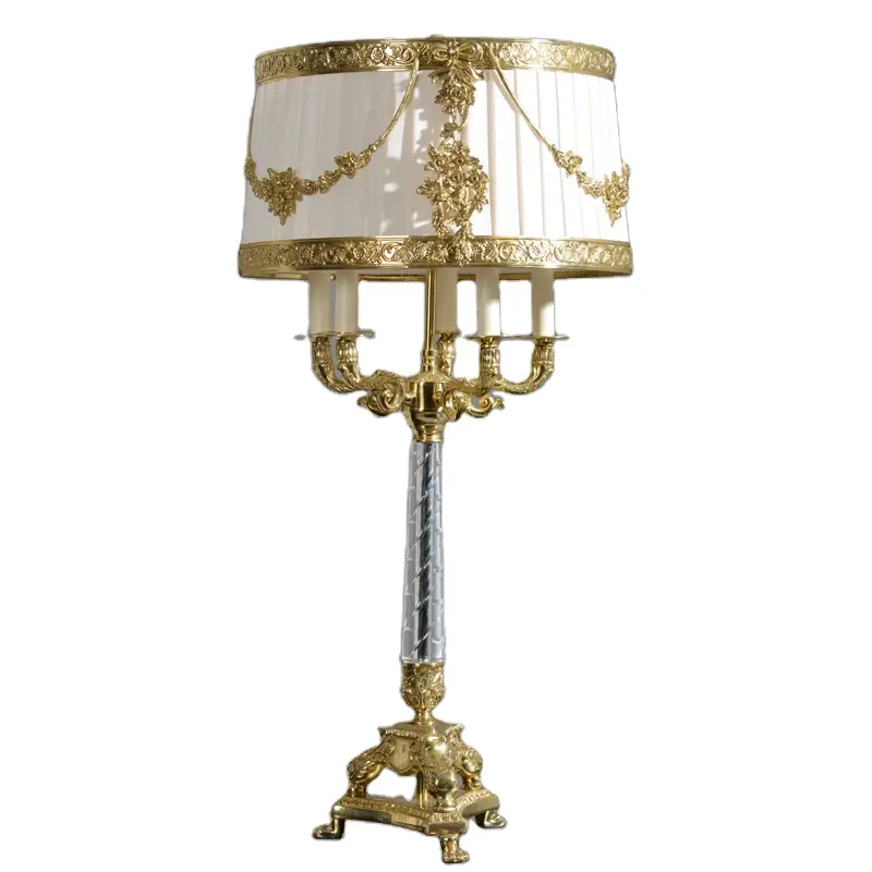 Lámpara de lectura de mesa de lujo, accesorio de lectura de cristal y bronce, de estilo clásico europeo y retro
