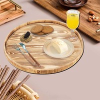 Grand plateau de service rond en bois massif pour table basse, cuisine, fête, bar, petit-déjeuner