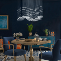 Grand éclairage de luxe de haute qualité Salle à manger rectangulaire K9 Cristal Spirale Goutte de pluie Lustre à led moderne Suspension
