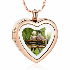 Jijd1023 cornice per foto a forma di cuore in acciaio inossidabile gioielli per cremazione animale umano cenere ciondolo ricordo - Product Image 3