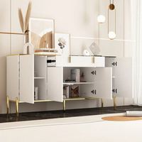 Buffet moderne Armoire de rangement multifonctionnelle Pieds en métal Cadre en métal Poignée en métal Porte encastrée Armoire haute blanche