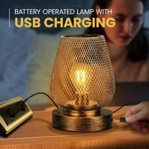 Lámpara de Mesa Retro Tipo Linterna, Recargable por USB, Inalámbrica, de Metal, Funciona con Batería, para Lectura en Exteriores o Junto a la Cama - Product Image 4
