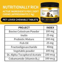 Ventes chaudes de friandises molles digestives pour animaux de compagnie avec enzymes, probiotiques et prébiotiques, nutrition naturelle pour chiens et chats