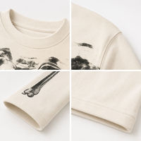 T-shirt unisexe surdimensionné 400 GSM, 100% coton, logo personnalisé, col rond, manches longues, impression graphique squelette DTG, streetwear