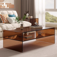 Villa de style moderne Table basse rectangulaire bon marché pour salon avec rangement Meubles de table basse en verre noir pour hôtel