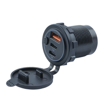 Cargador de Coche USB Impermeable de 3 Puertos con Interruptor de Botón, Doble PD+QC3.0, con Puerto USB Tipo-C Dual de 30w y Puerto USB Individual QC3.0 de 36w