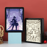 Jeux Nier Automata boîte à lumière découpée en papier, décoration de la maison lampe LED veilleuse cadeau personnalisé ASB cadre photo en plastique